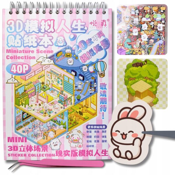 20x NAKLEJKI 3D WYKLEJANKA ANTYSTRESOWA DOMEK Z TIKTOKA SCENA PUSHIN 19x13