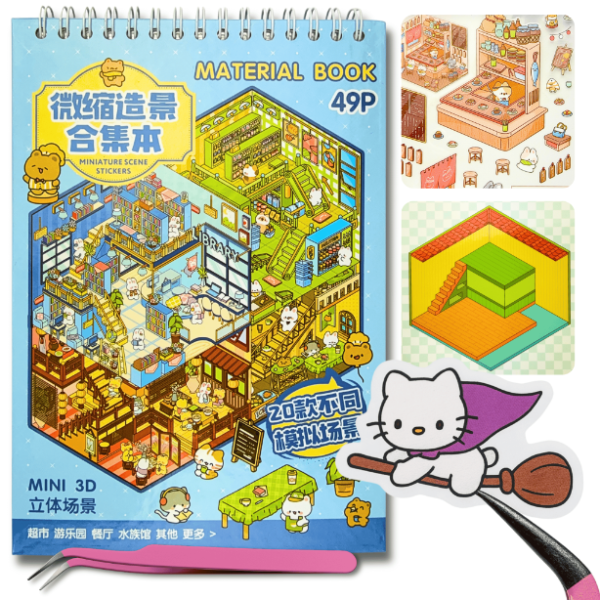 Wyklejanka antystresowa DIY room naklejki 3D Viral 20 scen 1000 naklejek TT